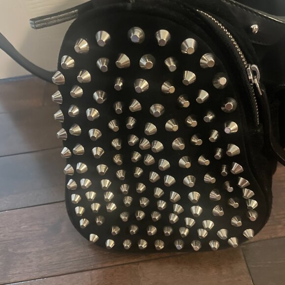 Zara black suede bag purse with studs - Picture 6 of 14